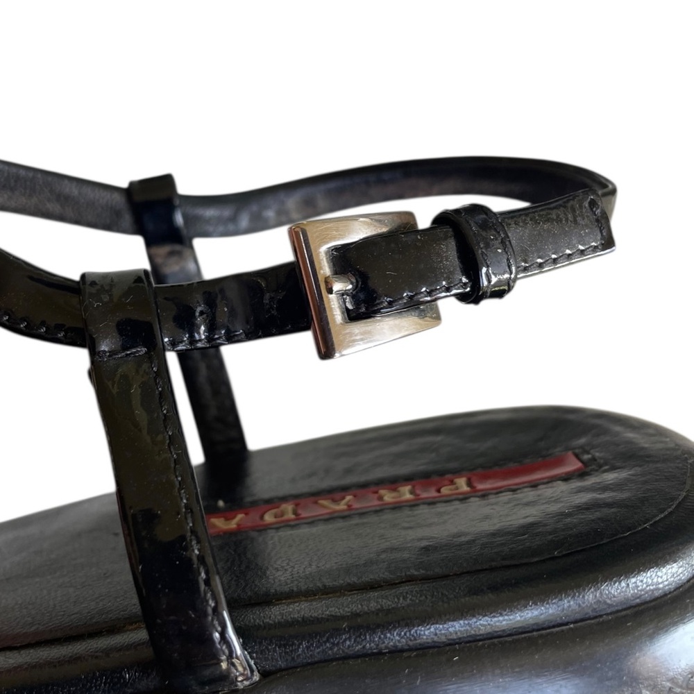 Prada Patent Leather T-Strap Sandals 36 - Picture 6 of 10